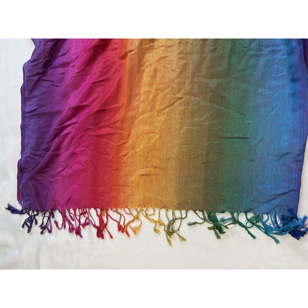 Italian Pashmina Cashmere Silk Rainbow Scarf Shawl Made In Italy Wrap